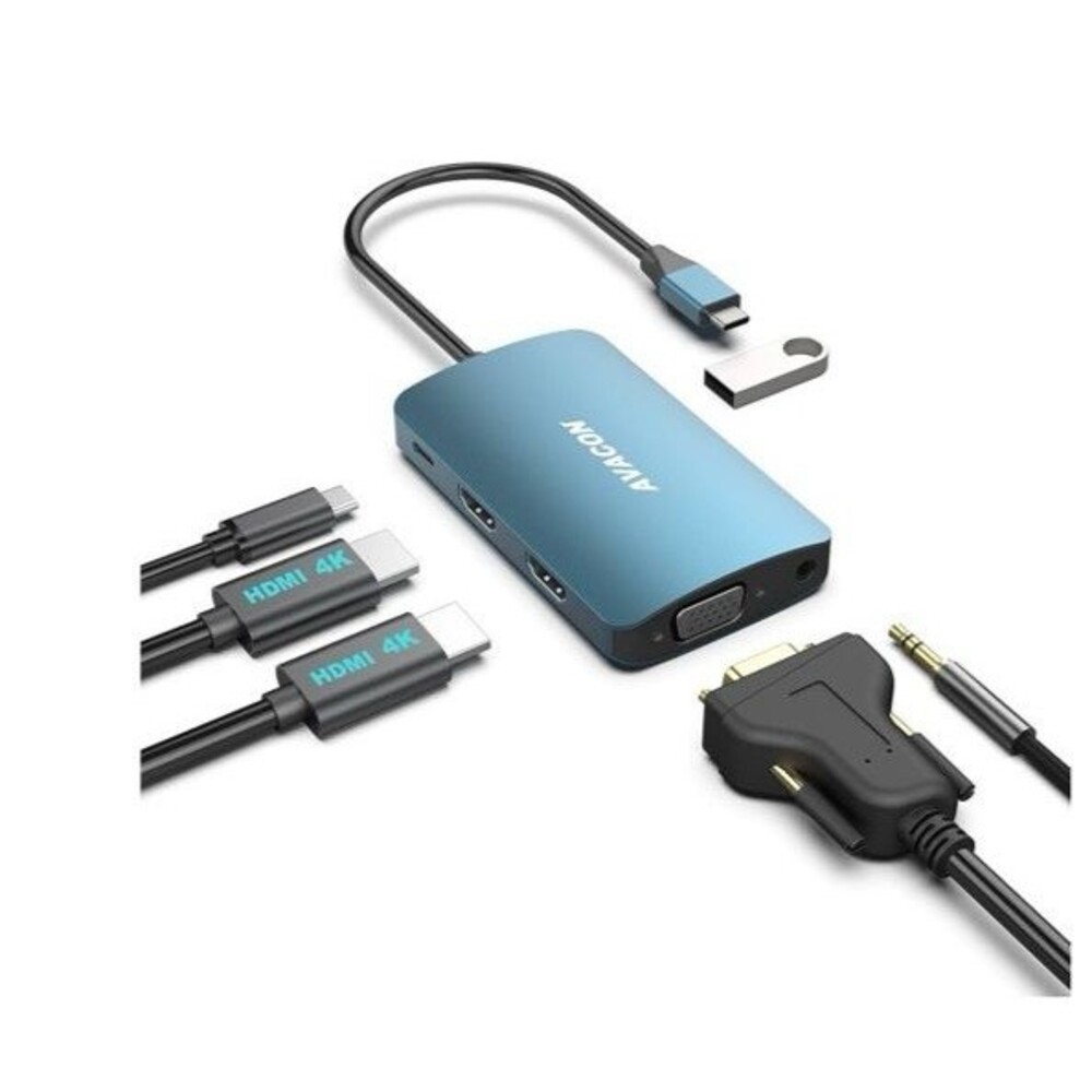 USB C HUB, 6-in-1 USB Type-C 4K HDMI VGA Hub with HDMI VGA  USB 3.0